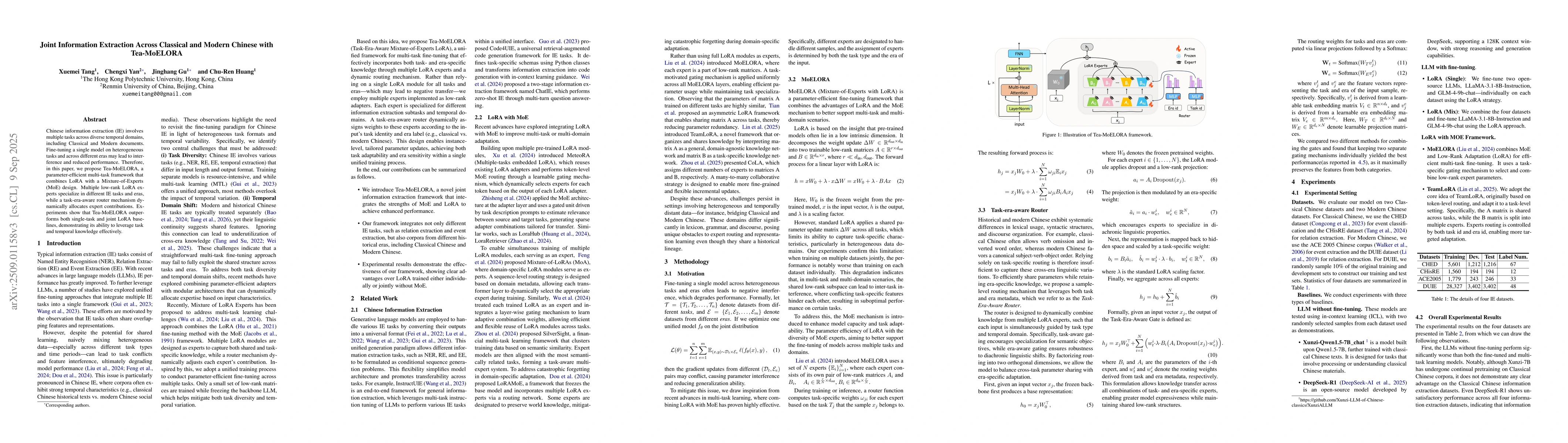Thumbnail for Joint Information Extraction Across Classical and Modern Chinese with
  Tea-MOELoRA