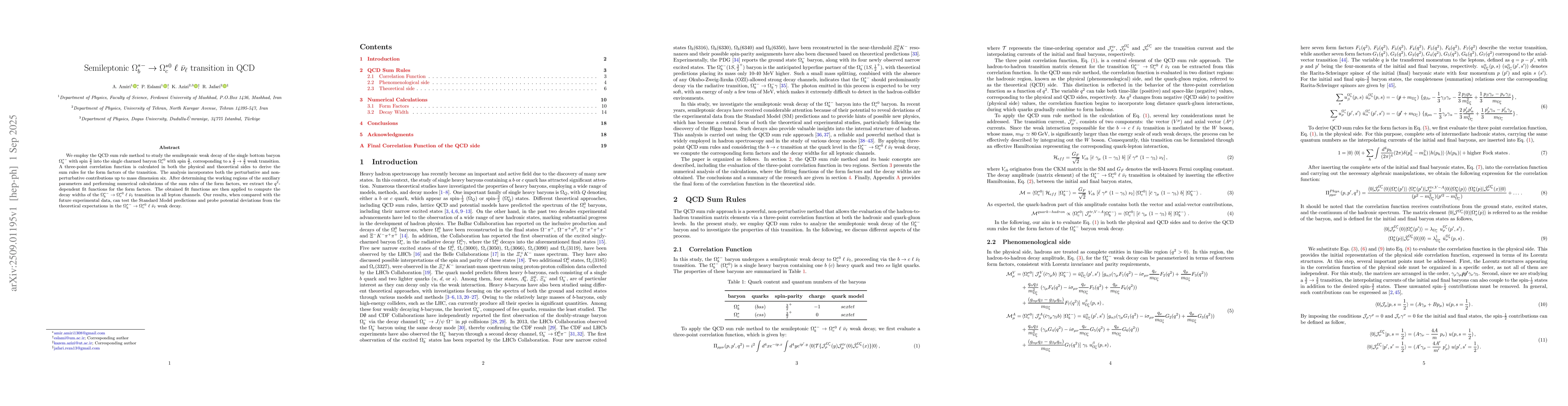 Thumbnail for Semileptonic $Ω_{b}^{*-}\rightarrowΩ_{c}^{*0}\ \ell\
  \barν_{\ell}$ transition in QCD