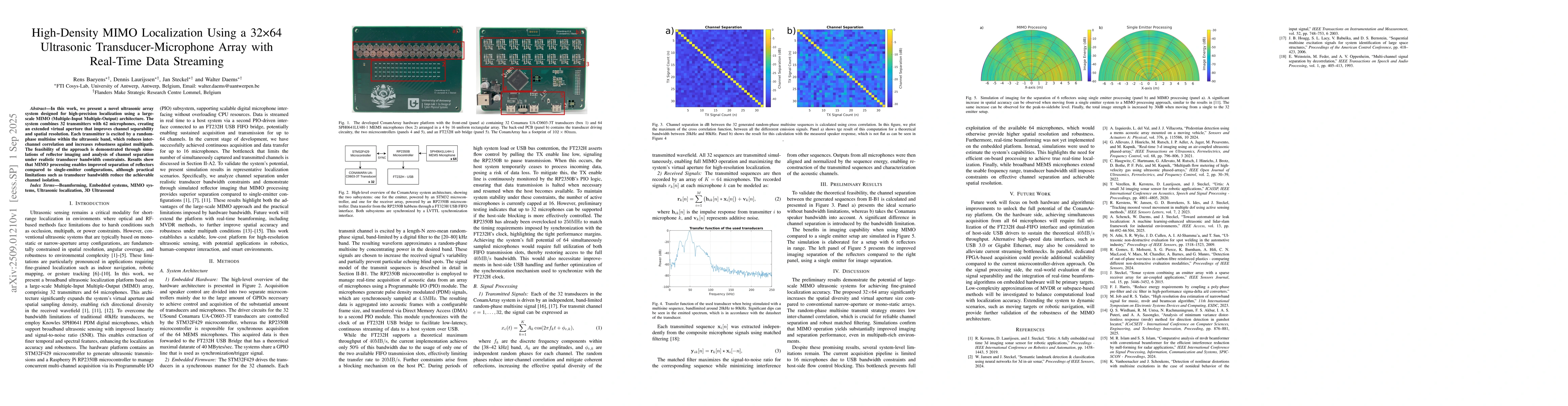 Thumbnail for High-Density MIMO Localization Using a 32x64 Ultrasonic
  Transducer-Microphone Array with Real-Time Data Streaming
