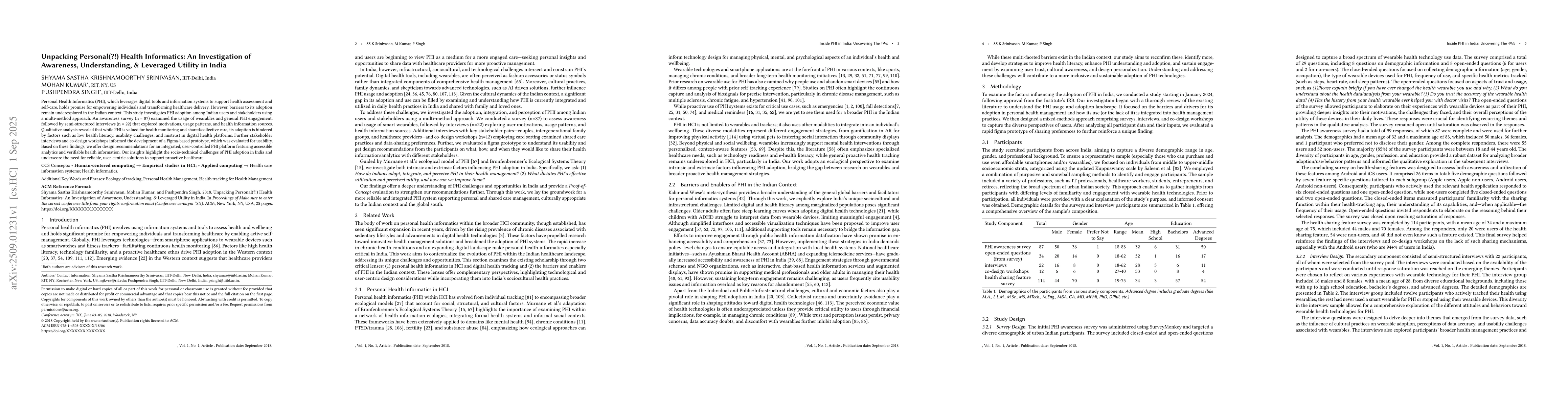 Thumbnail for Unpacking Personal(?!) Health Informatics: An Investigation of
  Awareness, Understanding, And Leveraged Utility in India
