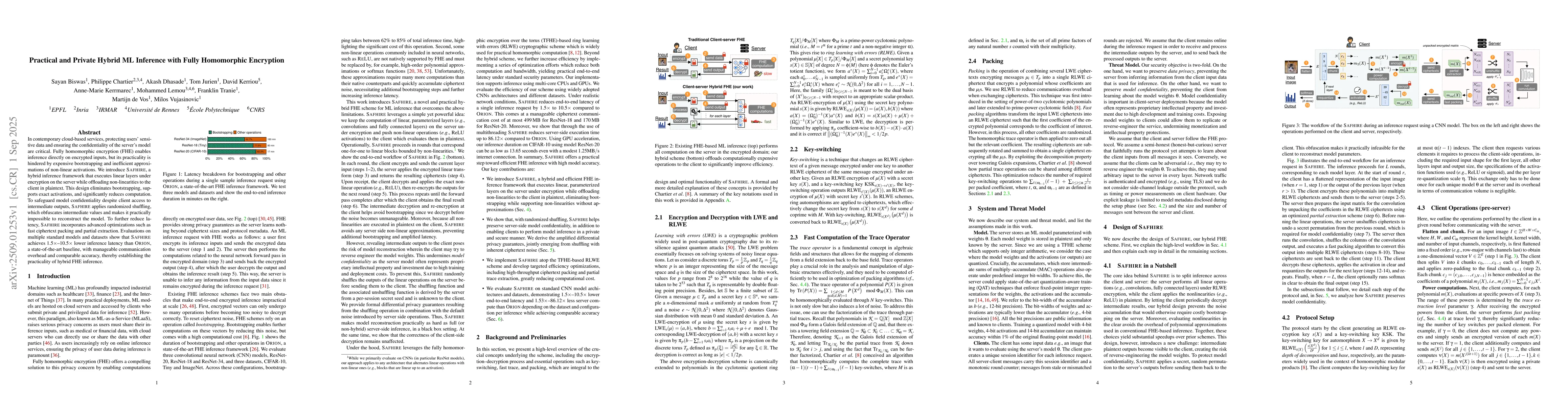 Thumbnail for Practical and Private Hybrid ML Inference with Fully Homomorphic
  Encryption