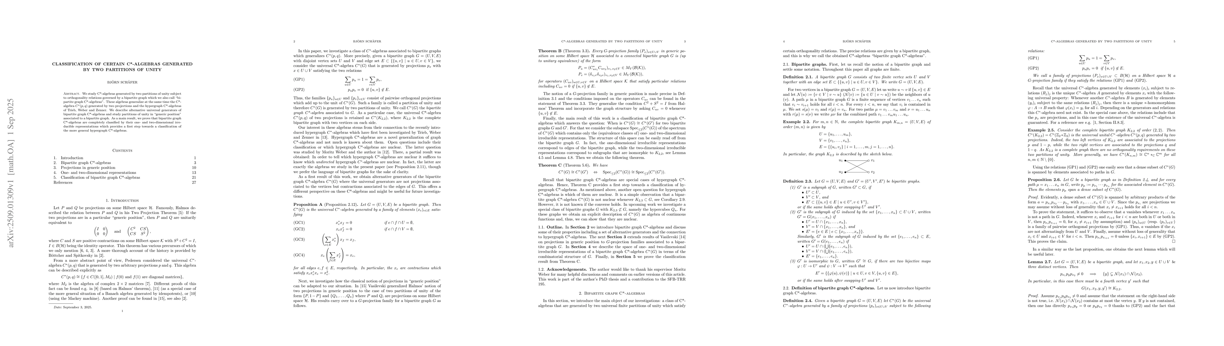 Thumbnail for Classification of Certain C*-Algebras Generated by Two Partitions of
  Unity