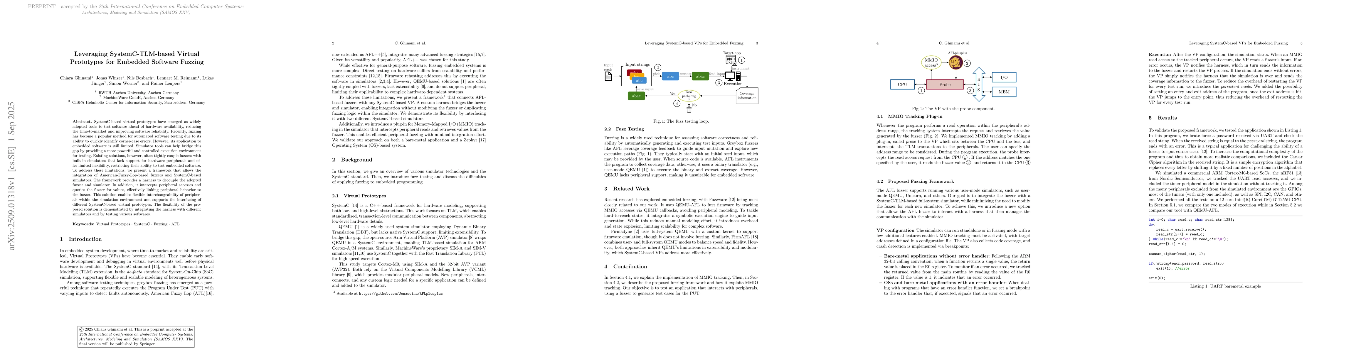 Thumbnail for Leveraging SystemC-TLM-based Virtual Prototypes for Embedded Software
  Fuzzing