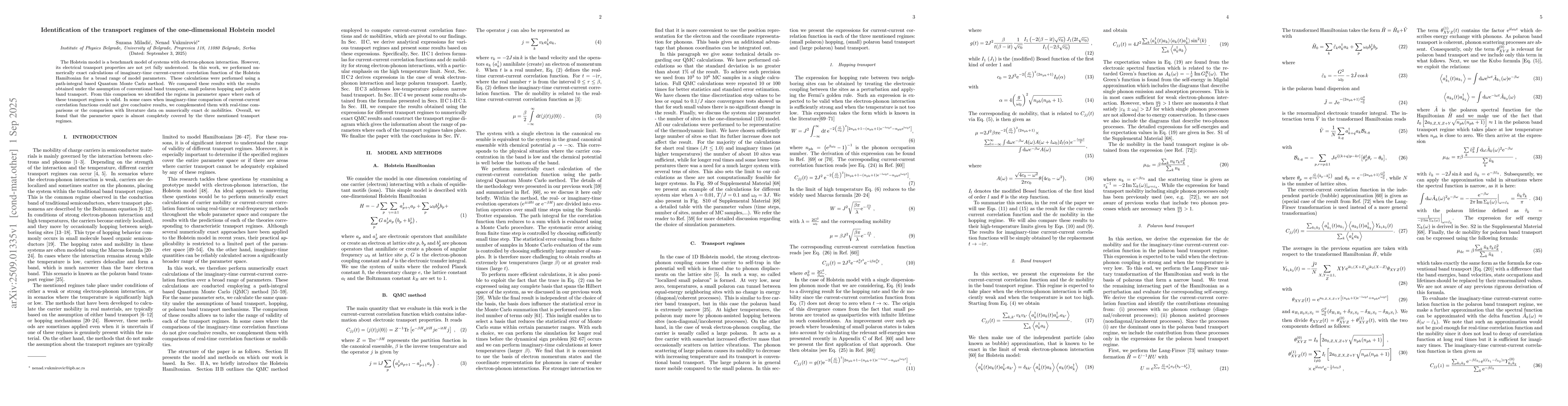 Thumbnail for Identification of the transport regimes of the one-dimensional Holstein
  model