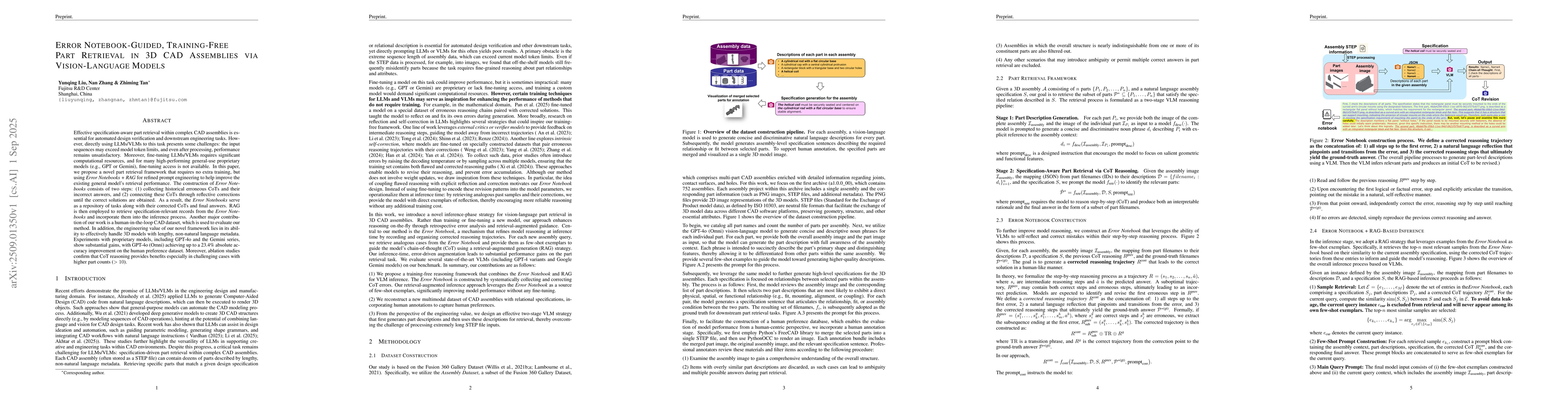 Thumbnail for Error Notebook-Guided, Training-Free Part Retrieval in 3D CAD Assemblies
  via Vision-Language Models