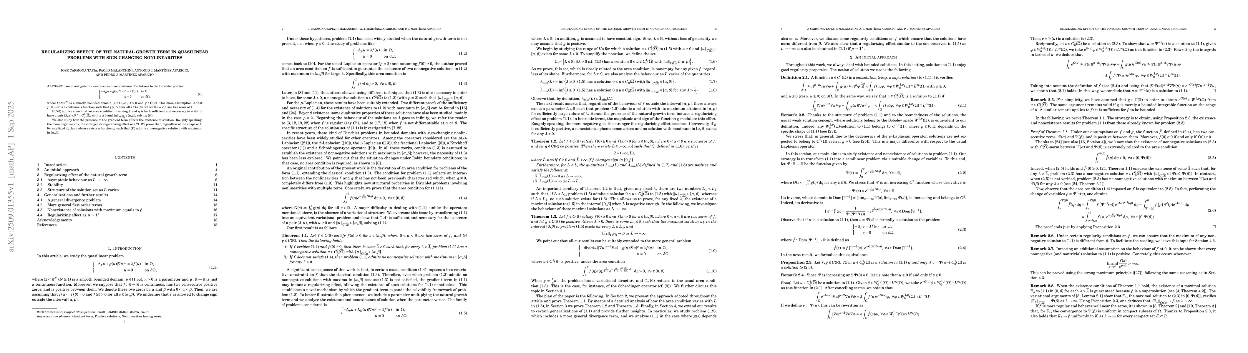 Thumbnail for Regularizing effect of the natural growth term in quasilinear problems
  with sign-changing nonlinearities