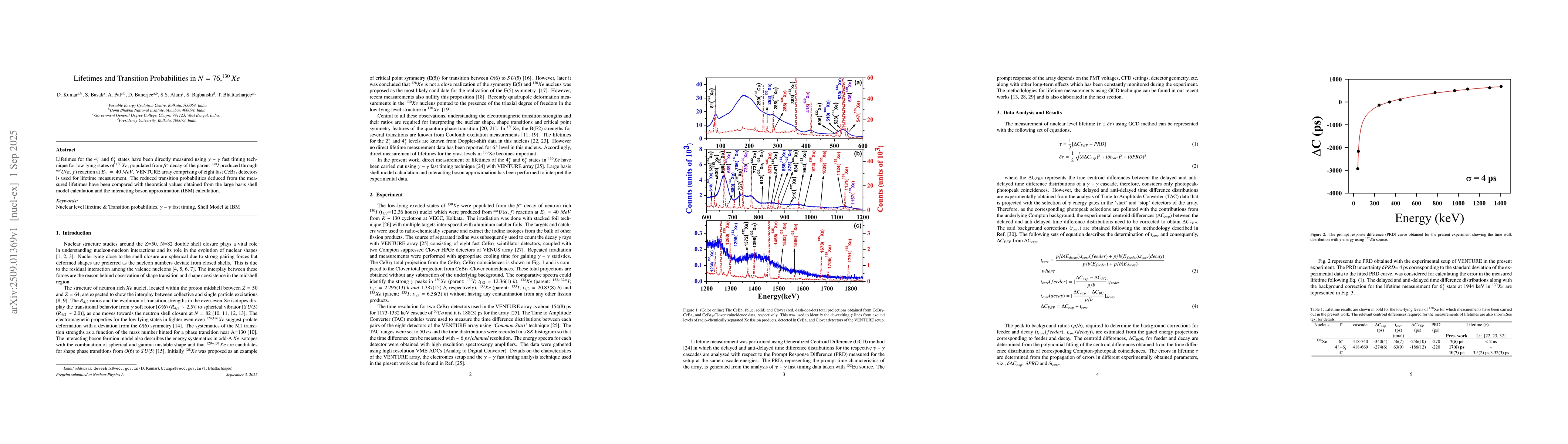 Thumbnail for Lifetimes and Transition Probabilities in $N = 76 ^{130}Xe$