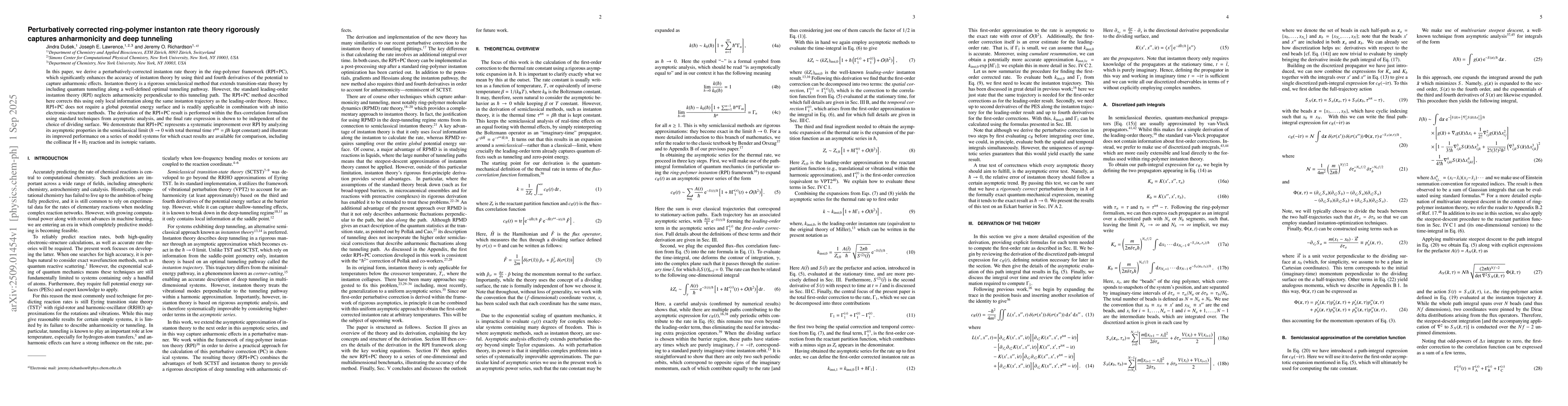 Thumbnail for Perturbatively corrected ring-polymer instanton rate theory rigorously
  captures anharmonicity and deep tunneling