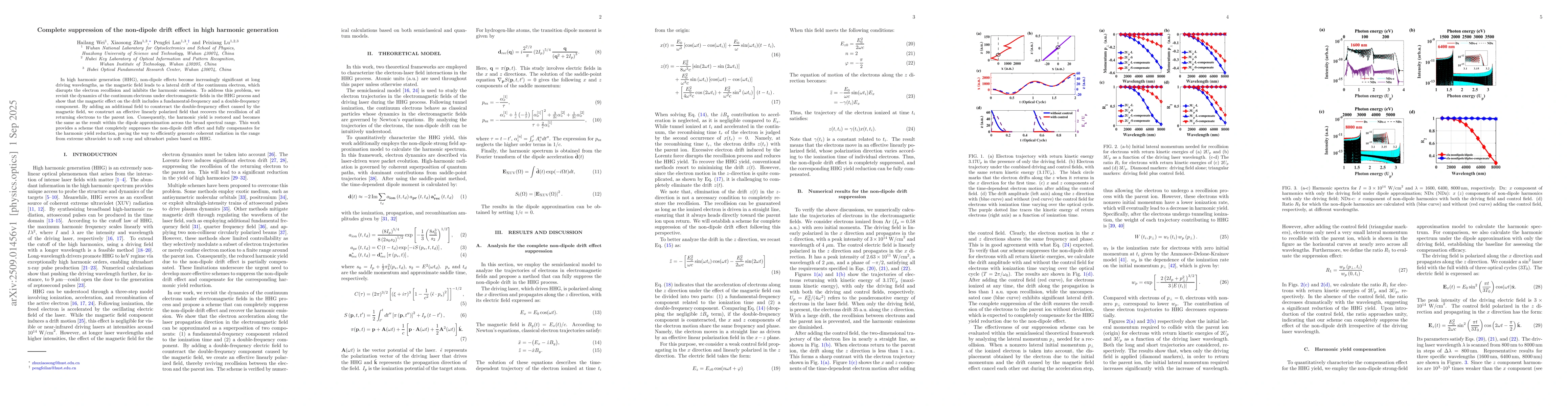 Thumbnail for Complete suppression of the non-dipole drift effect in high harmonic
  generation