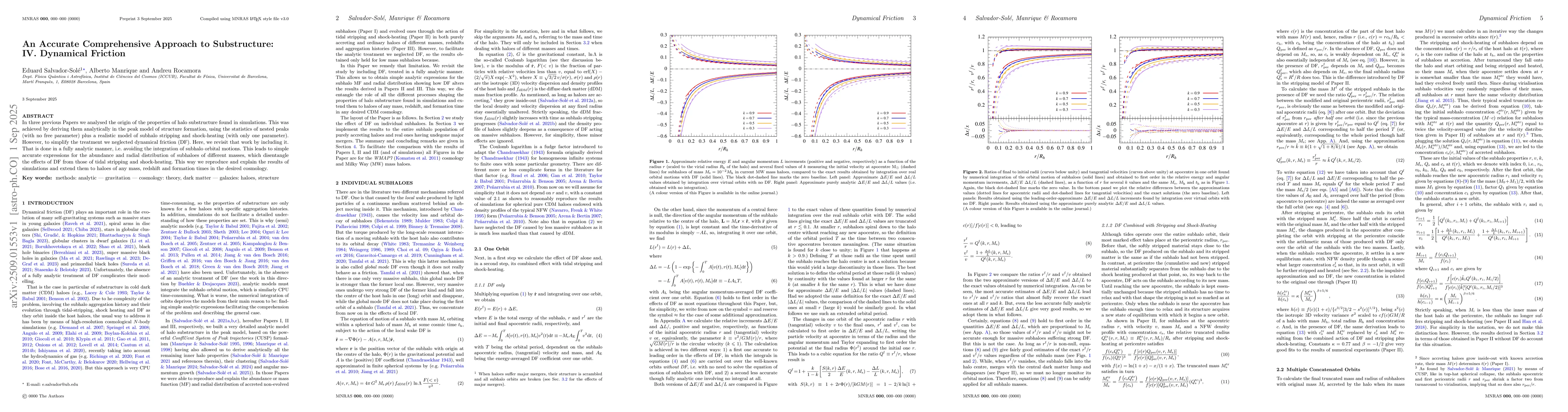 Thumbnail for An Accurate Comprehensive Approach to Substructure: IV. Dynamical
  Friction