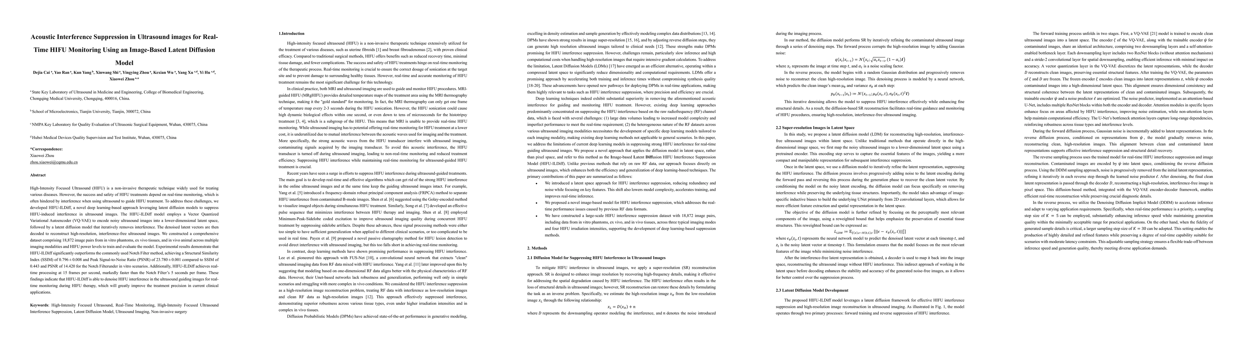 Thumbnail for Acoustic Interference Suppression in Ultrasound images for Real-Time
  HIFU Monitoring Using an Image-Based Latent Diffusion Model