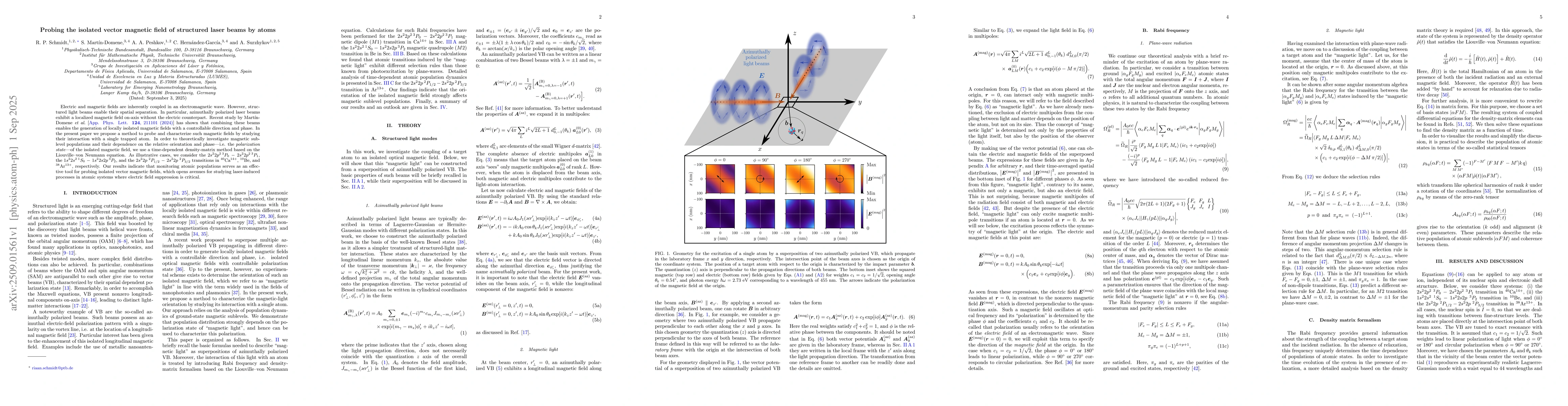 Thumbnail for Probing the isolated vector magnetic field of structured laser beams by
  atoms