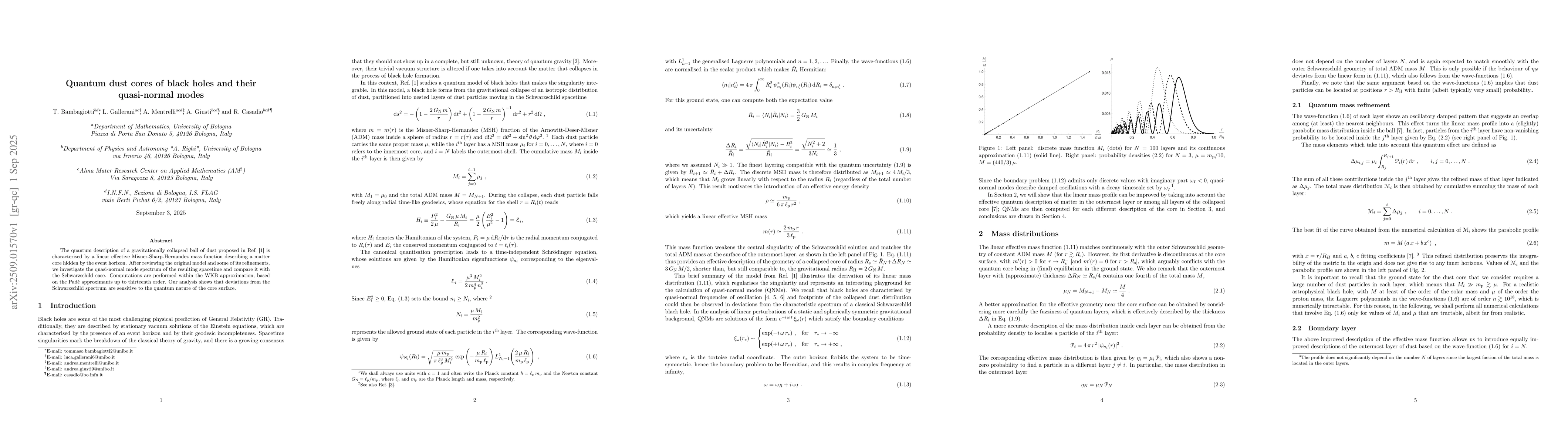 Thumbnail for Quantum dust cores of black holes and their quasi-normal modes