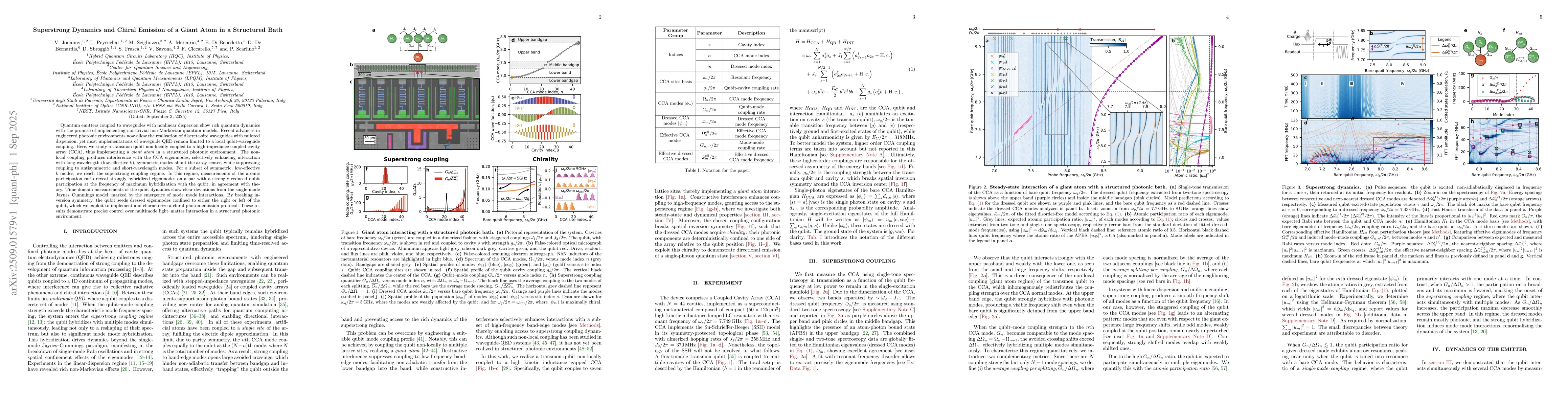 Thumbnail for Superstrong Dynamics and Chiral Emission of a Giant Atom in a Structured
  Bath