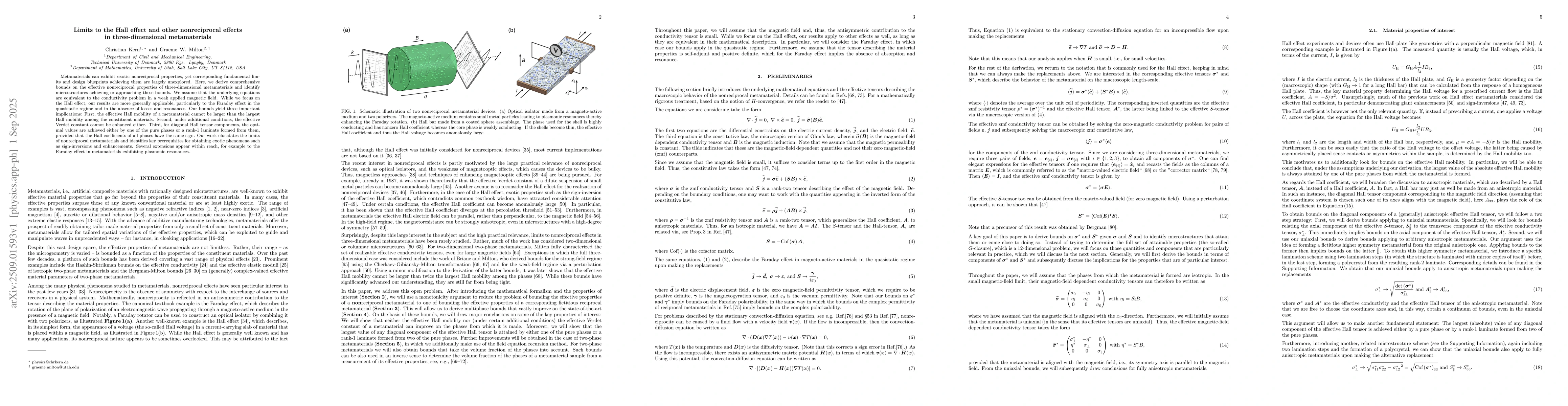 Thumbnail for Limits to the Hall effect and other nonreciprocal effects in
  three-dimensional metamaterials