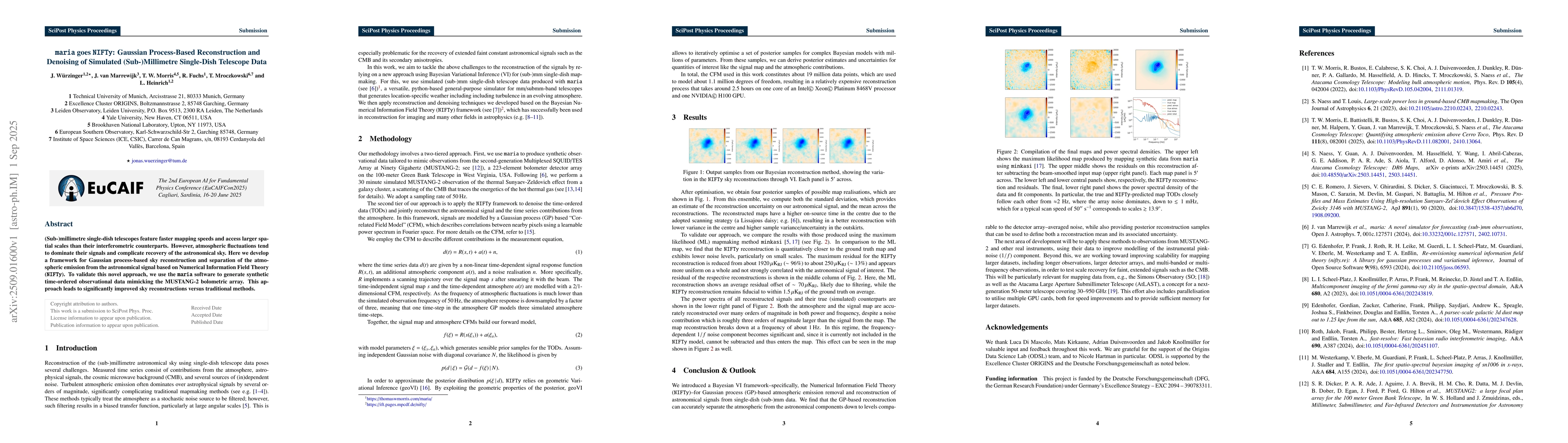 Thumbnail for maria goes NIFTy: Gaussian Process-Based Reconstruction and Denoising of
  Simulated (Sub-)Millimetre Single-Dish Telescope Data