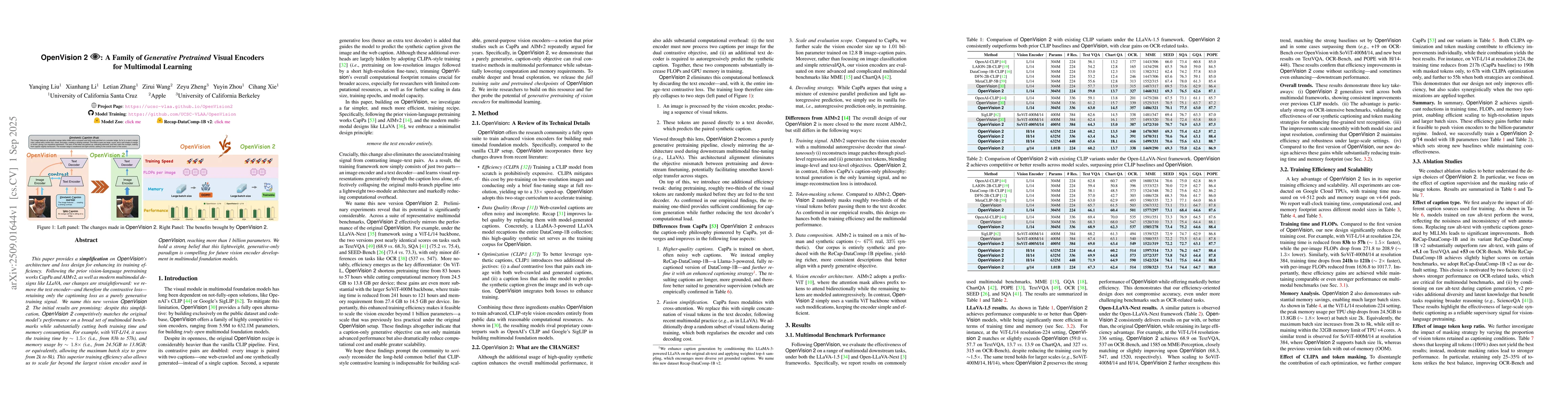 Thumbnail for OpenVision 2: A Family of Generative Pretrained Visual Encoders for
  Multimodal Learning