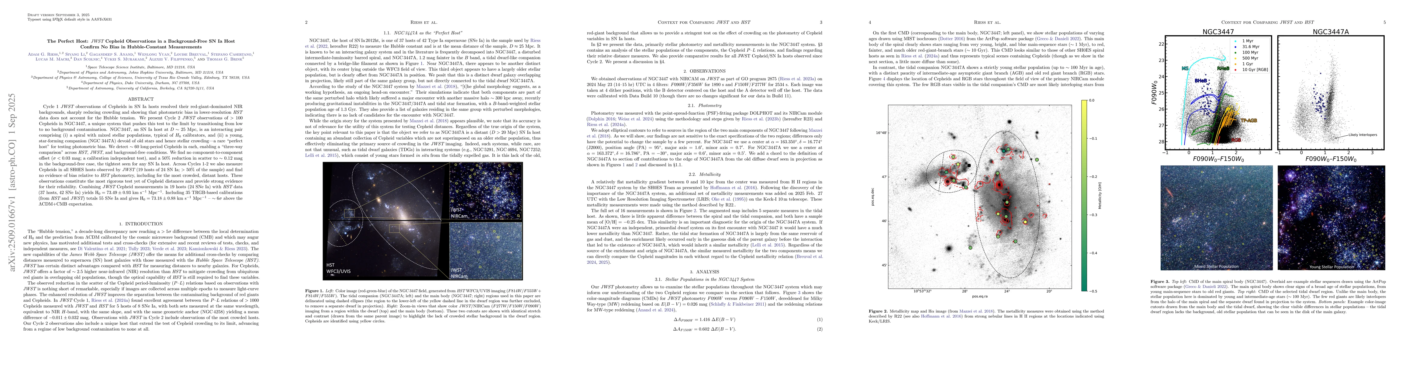 Thumbnail for The Perfect Host: JWST Cepheid Observations in a Background-Free SN Ia
  Host Confirm No Bias in Hubble-Constant Measurements