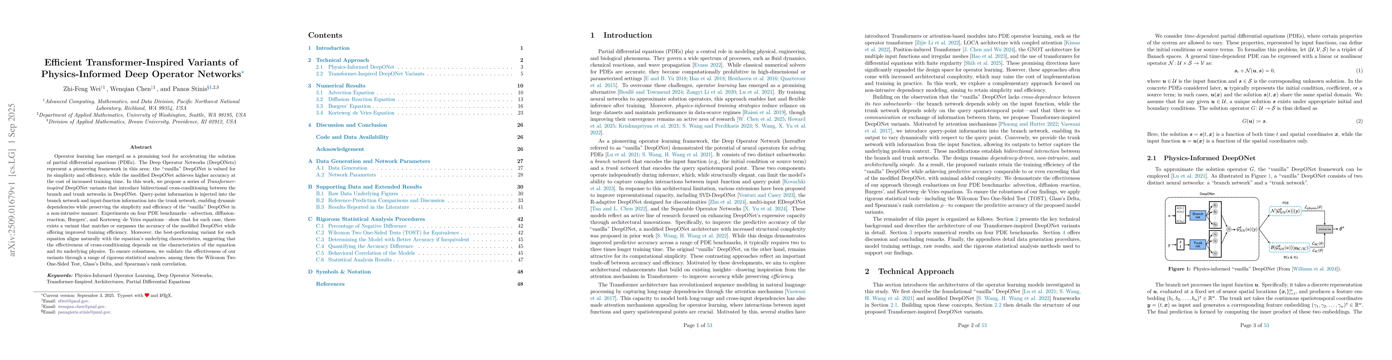Thumbnail for Efficient Transformer-Inspired Variants of Physics-Informed Deep
  Operator Networks