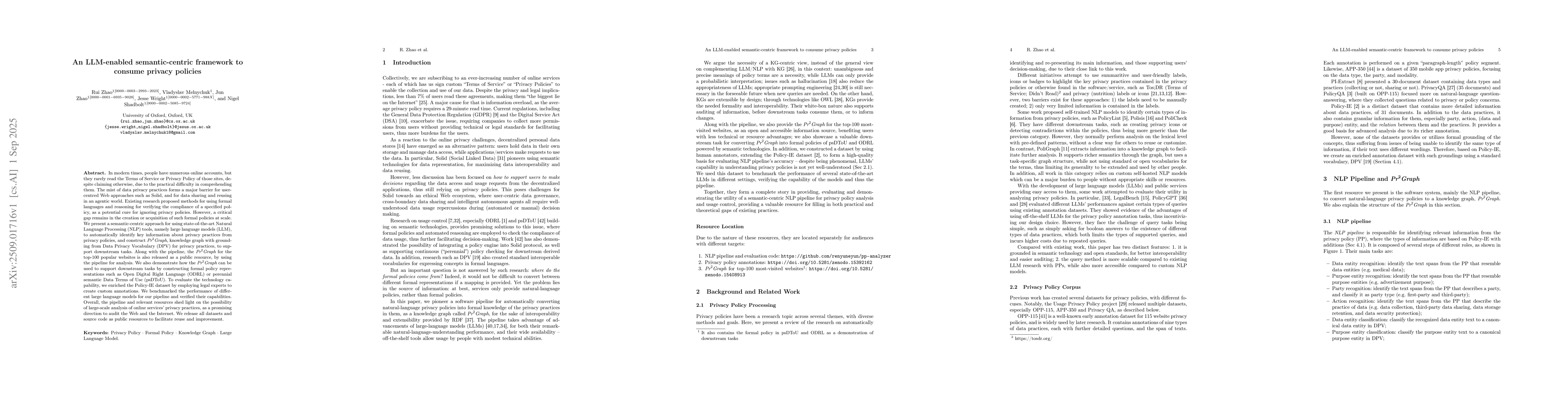 Thumbnail for An LLM-enabled semantic-centric framework to consume privacy policies