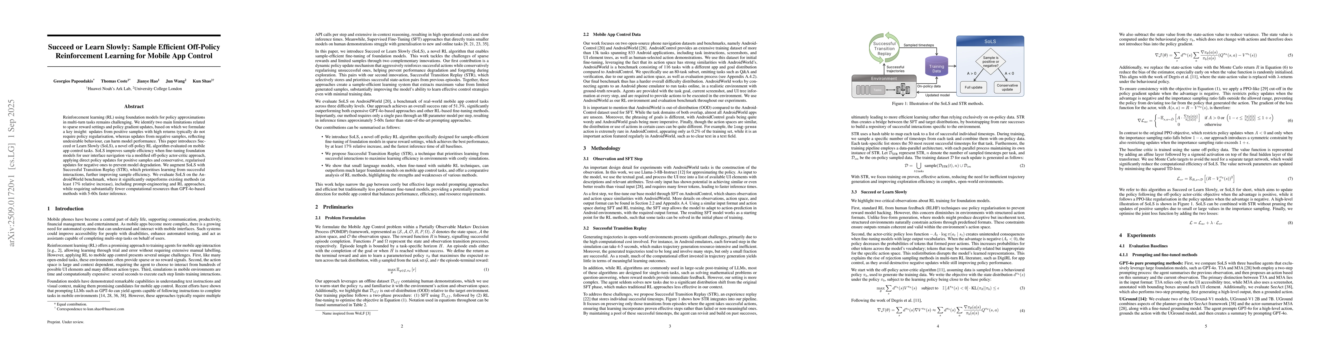 Thumbnail for Succeed or Learn Slowly: Sample Efficient Off-Policy Reinforcement
  Learning for Mobile App Control