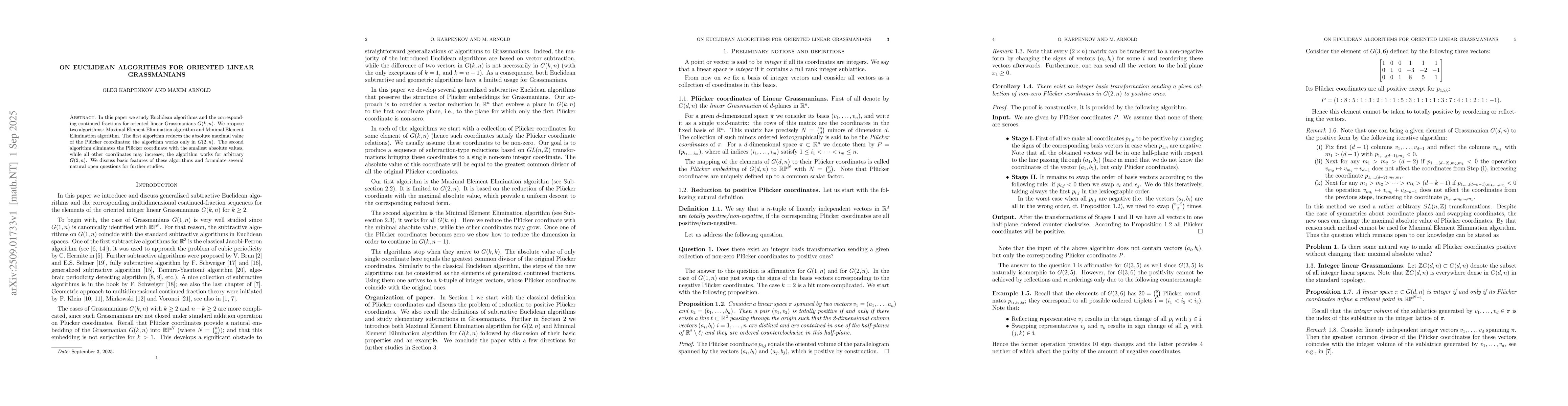 Thumbnail for On Euclidean Algorithms for oriented linear Grassmanians