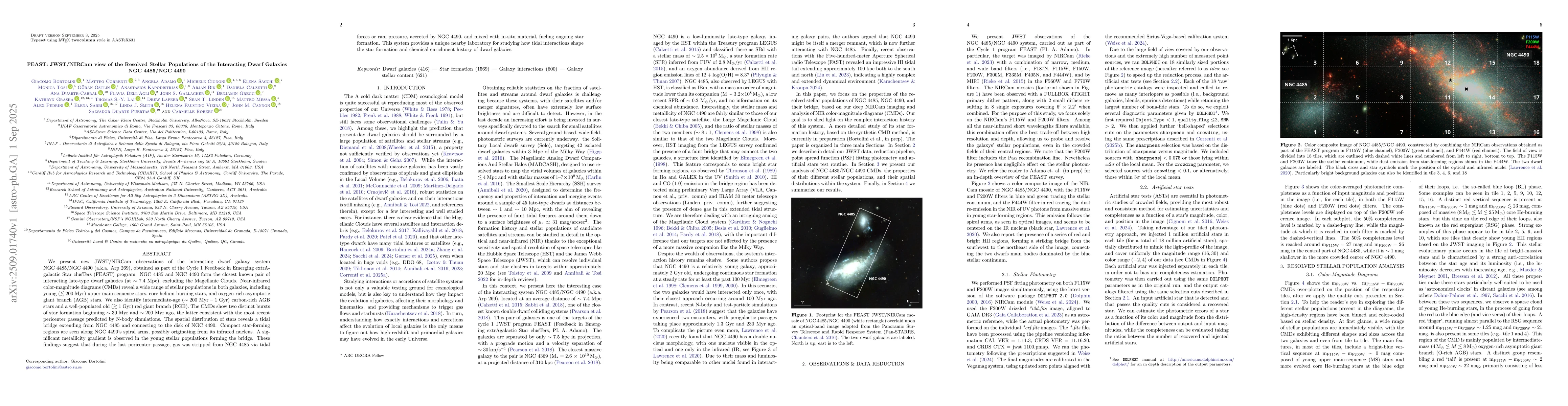 Thumbnail for FEAST: JWST/NIRCam view of the Resolved Stellar Populations of the
  Interacting Dwarf Galaxies NGC~4485/NGC~4490