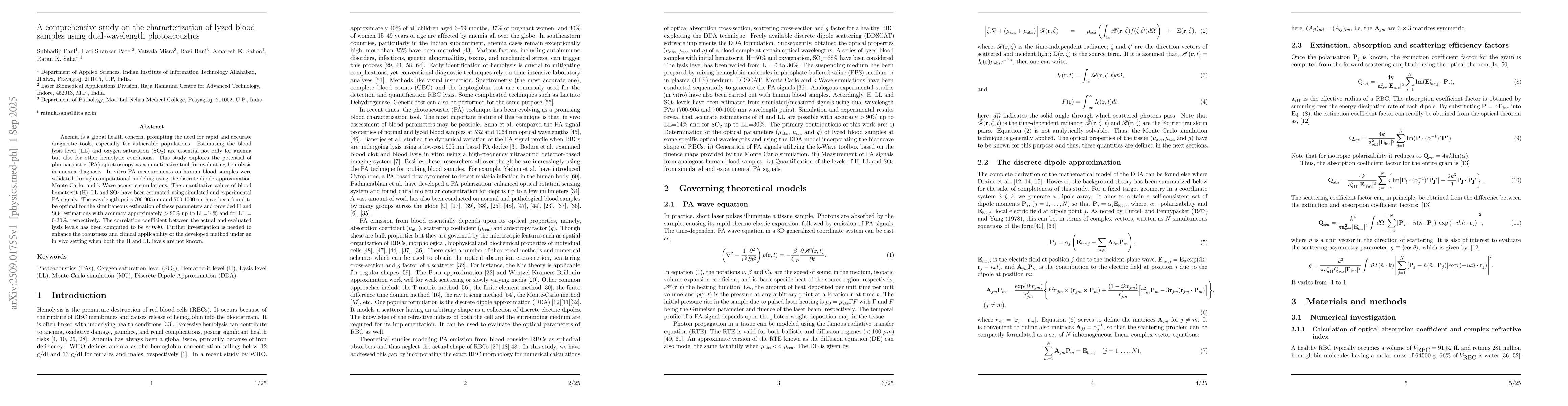 Thumbnail for A comprehensive study on the characterization of lyzed blood samples
  using dual-wavelength photoacoustics