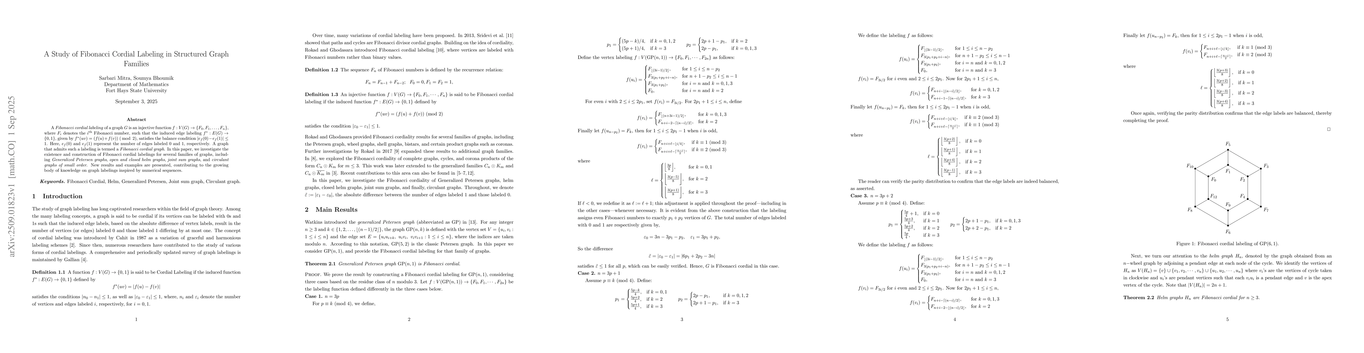 Thumbnail for A Study of Fibonacci Cordial Labeling in Structured Graph Families