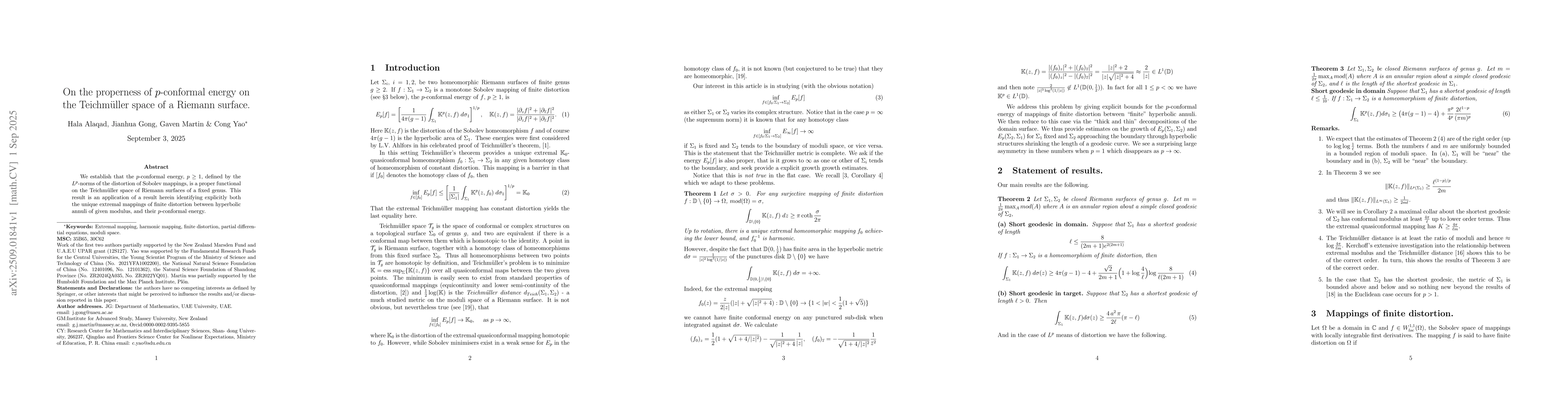 Thumbnail for On the properness of $p$-conformal energy on the Teichmüller space of
  a Riemann surface