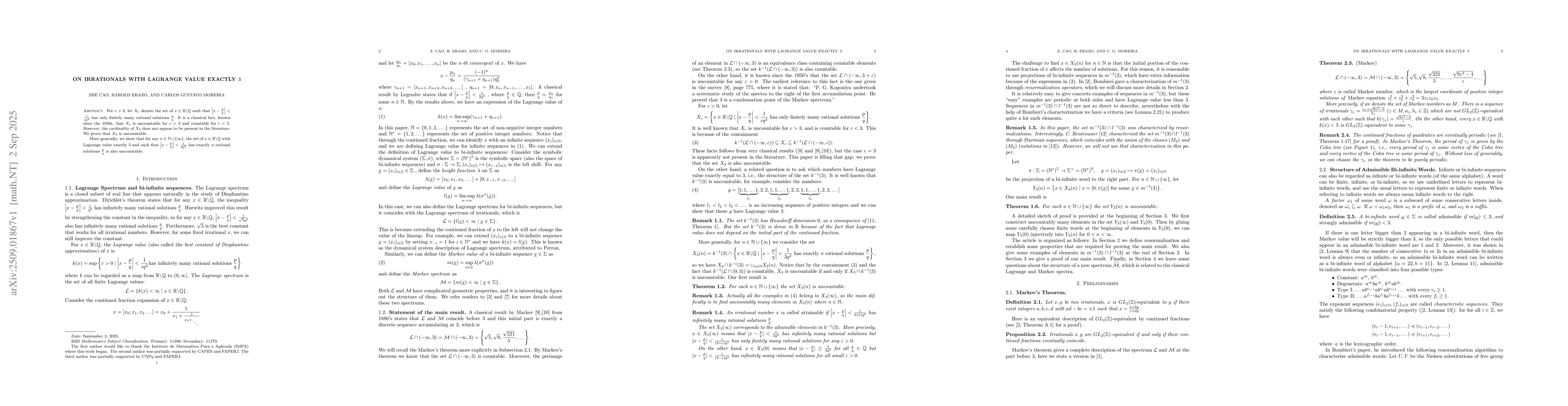 Thumbnail for On irrationals with Lagrange value exactly 3