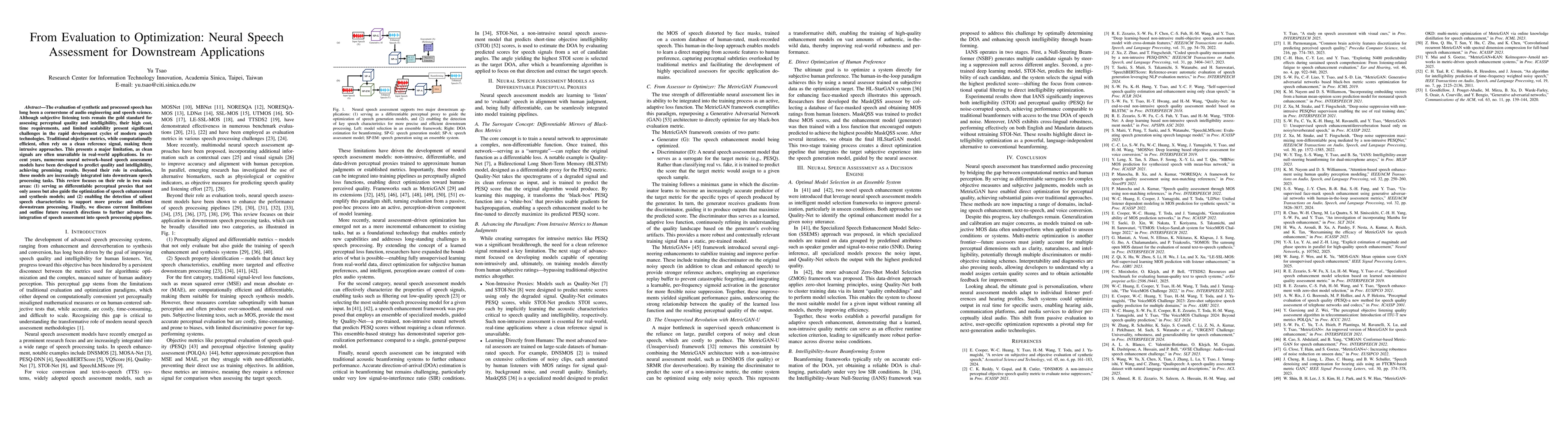 Thumbnail for From Evaluation to Optimization: Neural Speech Assessment for Downstream
  Applications