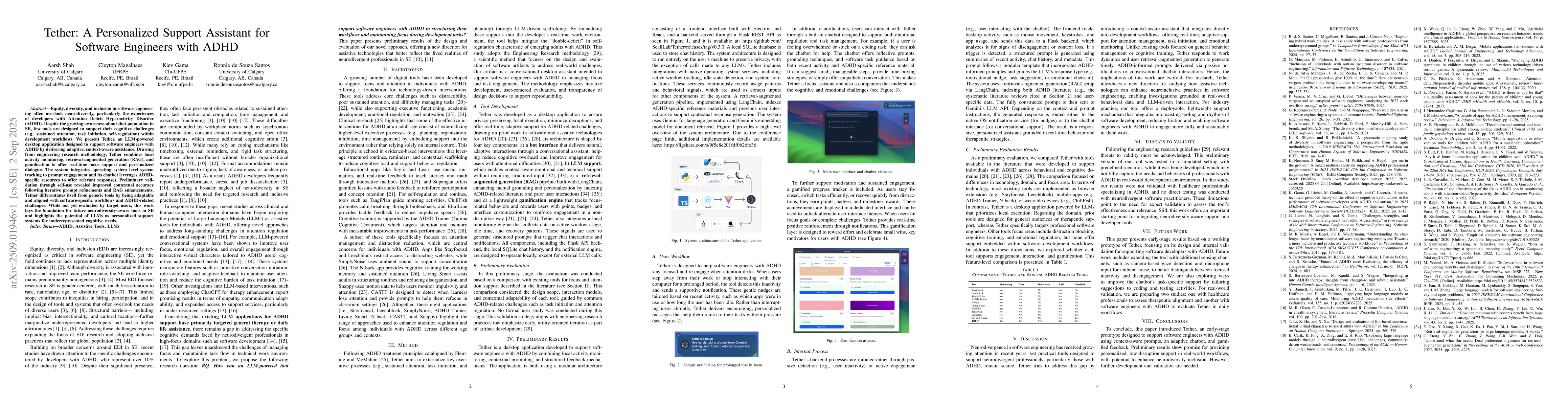 Thumbnail for Tether: A Personalized Support Assistant for Software Engineers with
  ADHD