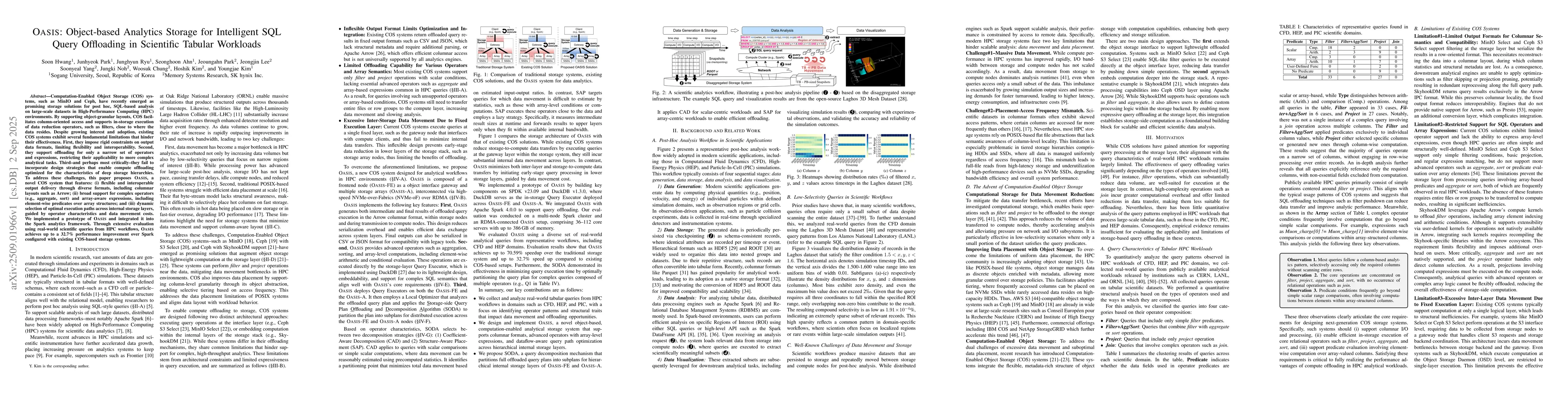 Thumbnail for OASIS: Object-based Analytics Storage for Intelligent SQL Query
  Offloading in Scientific Tabular Workloads