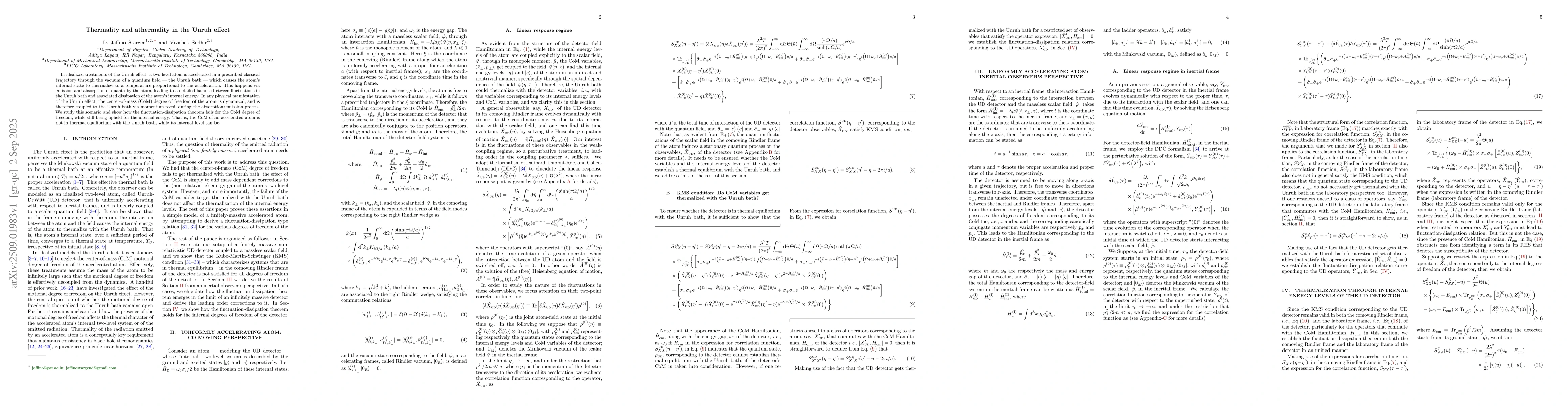 Thumbnail for Thermality and athermality in the Unruh effect