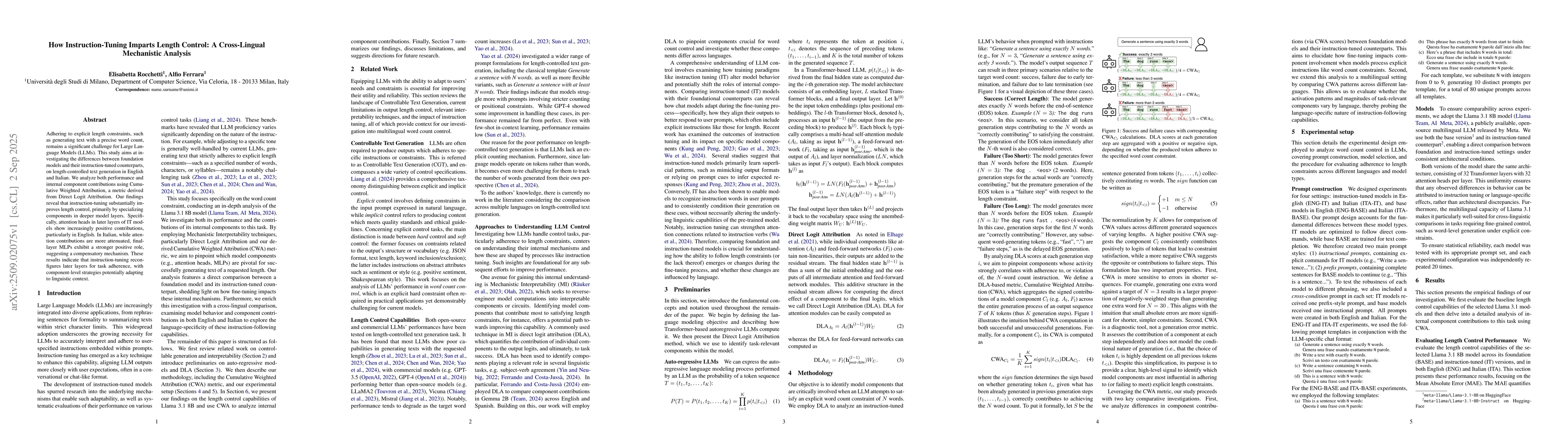 Thumbnail for How Instruction-Tuning Imparts Length Control: A Cross-Lingual
  Mechanistic Analysis