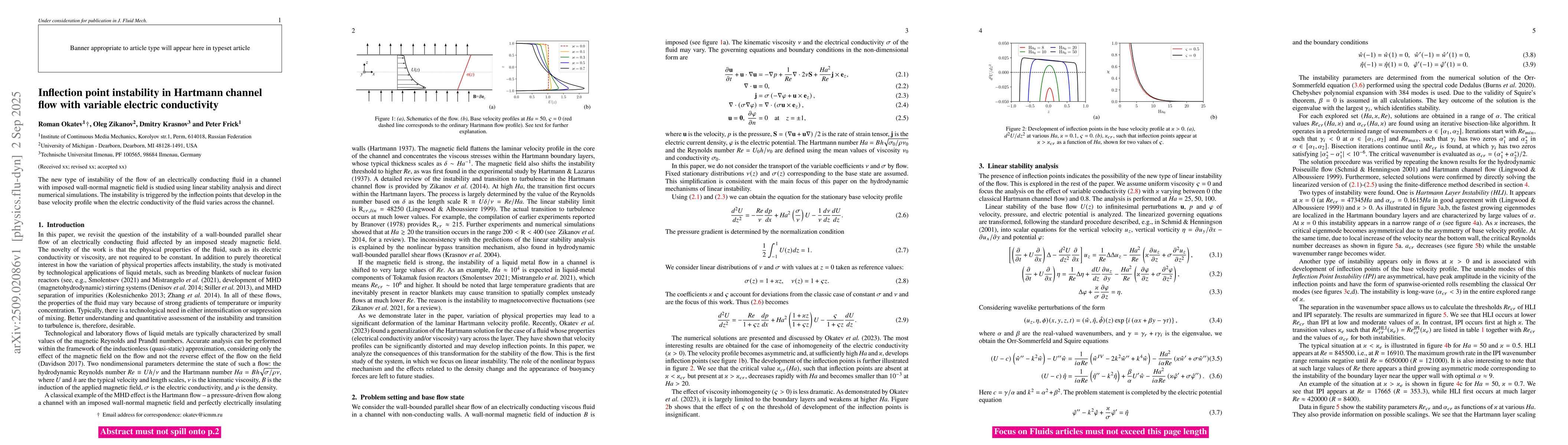 Thumbnail for Inflection point instability in Hartmann channel flow with variable
  electric conductivity