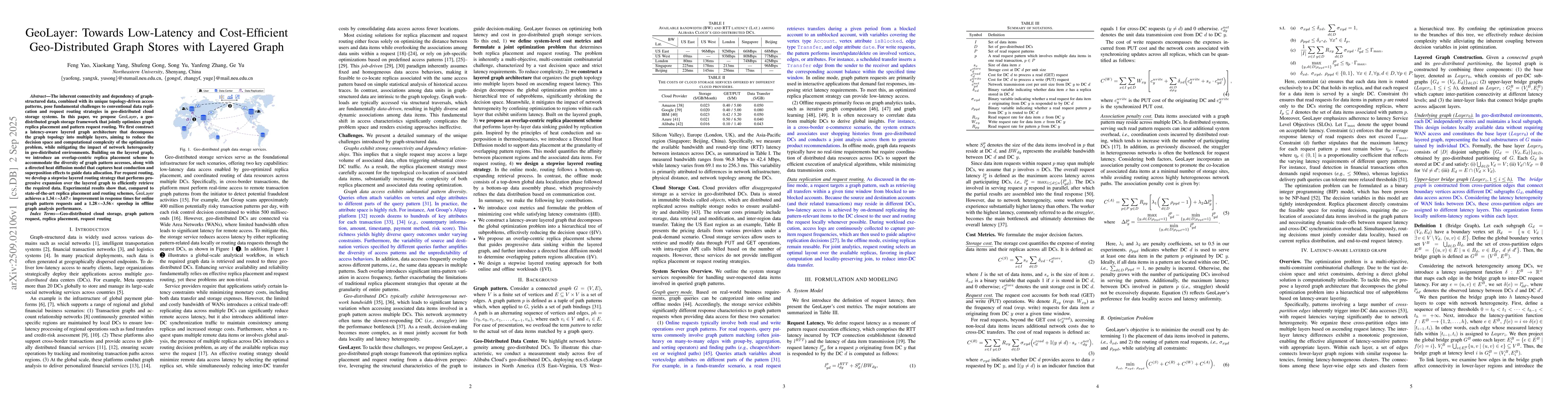 Thumbnail for GeoLayer: Towards Low-Latency and Cost-Efficient Geo-Distributed Graph
  Stores with Layered Graph