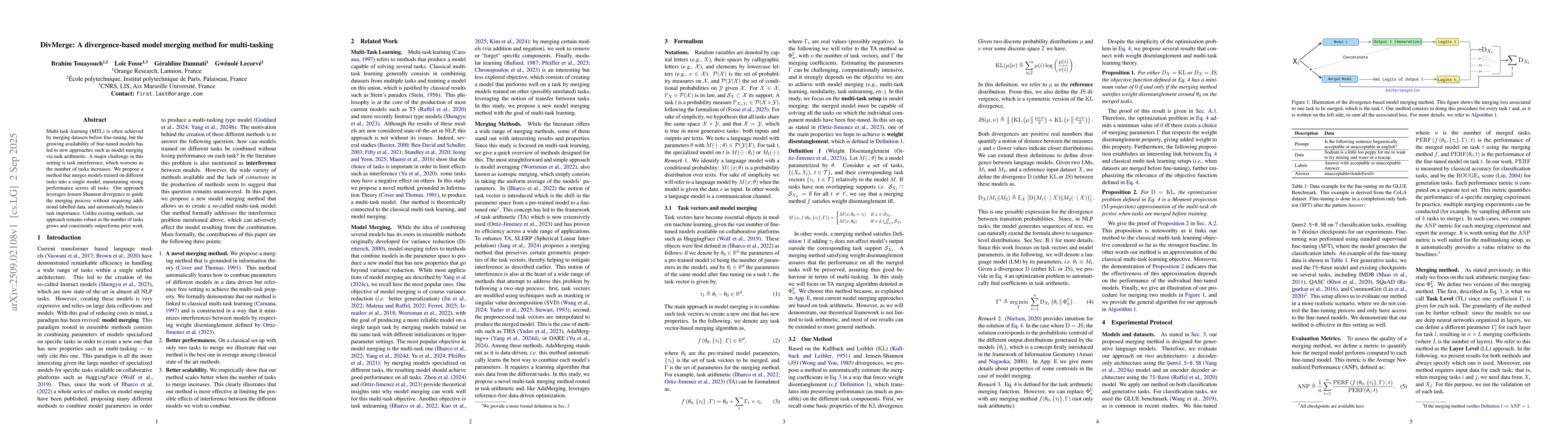 Thumbnail for DivMerge: A divergence-based model merging method for multi-tasking