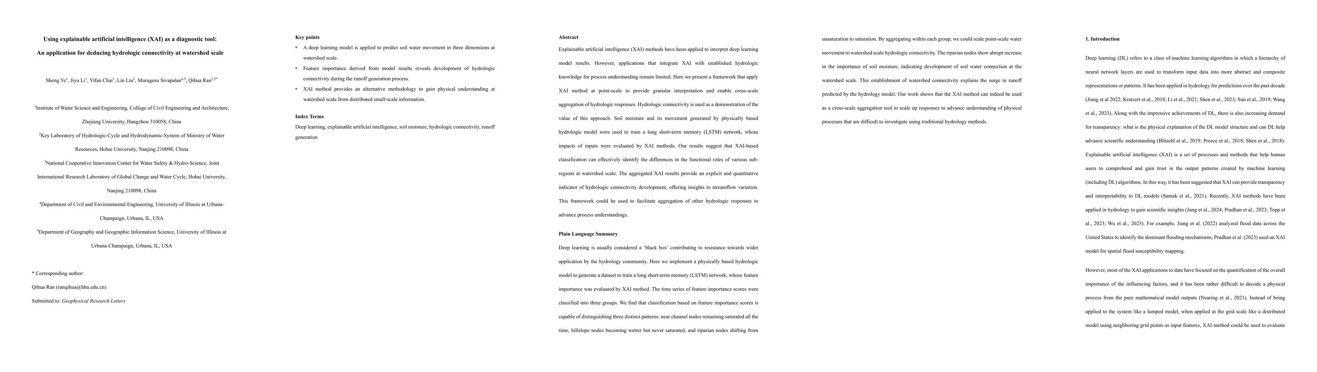 Thumbnail for Using explainable artificial intelligence (XAI) as a diagnostic tool: An
  application for deducing hydrologic connectivity at watershed scale