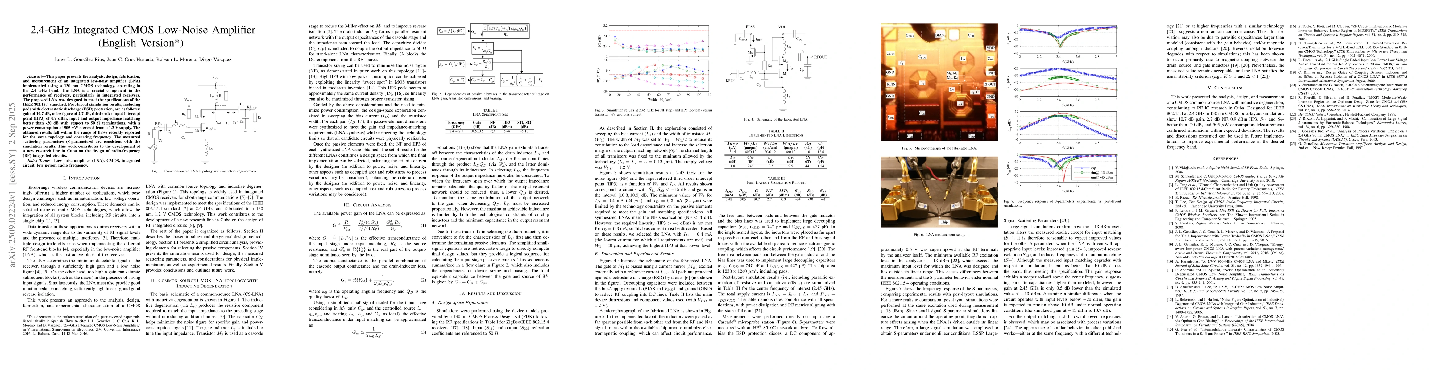 Thumbnail for 2.4-GHz Integrated CMOS Low-Noise Amplifier (English Version)