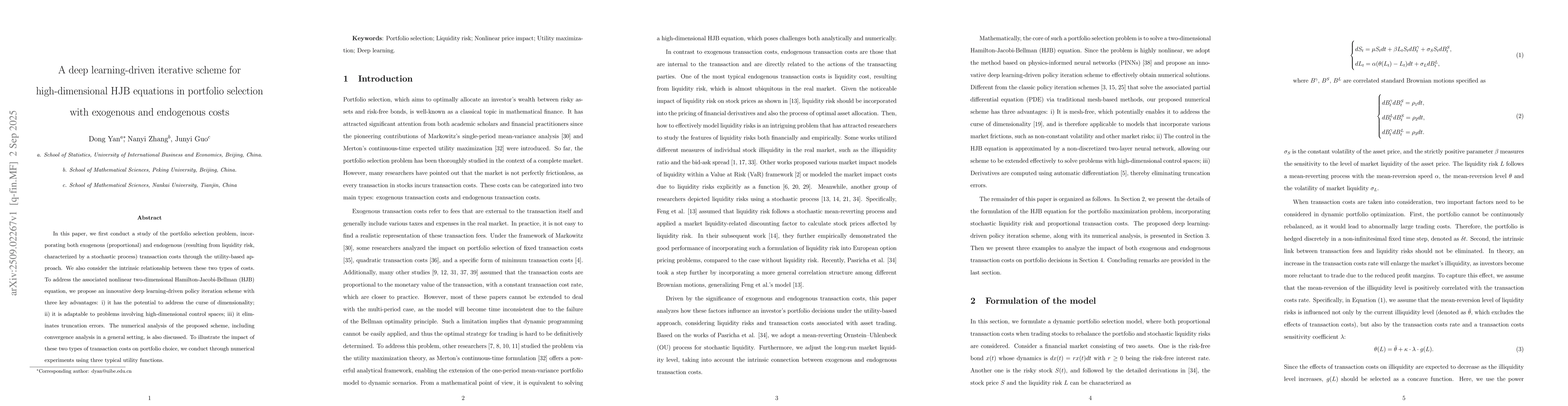 Thumbnail for A deep learning-driven iterative scheme for high-dimensional HJB
  equations in portfolio selection with exogenous and endogenous costs
