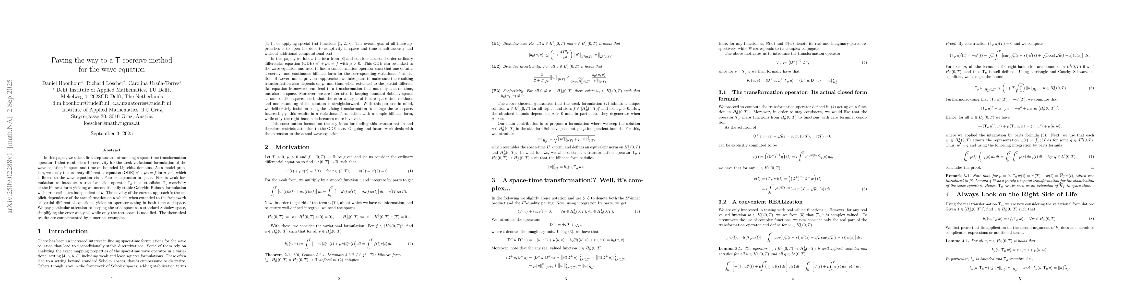Thumbnail for Paving the way to a $\operatorname{T}$-coercive method for the wave
  equation