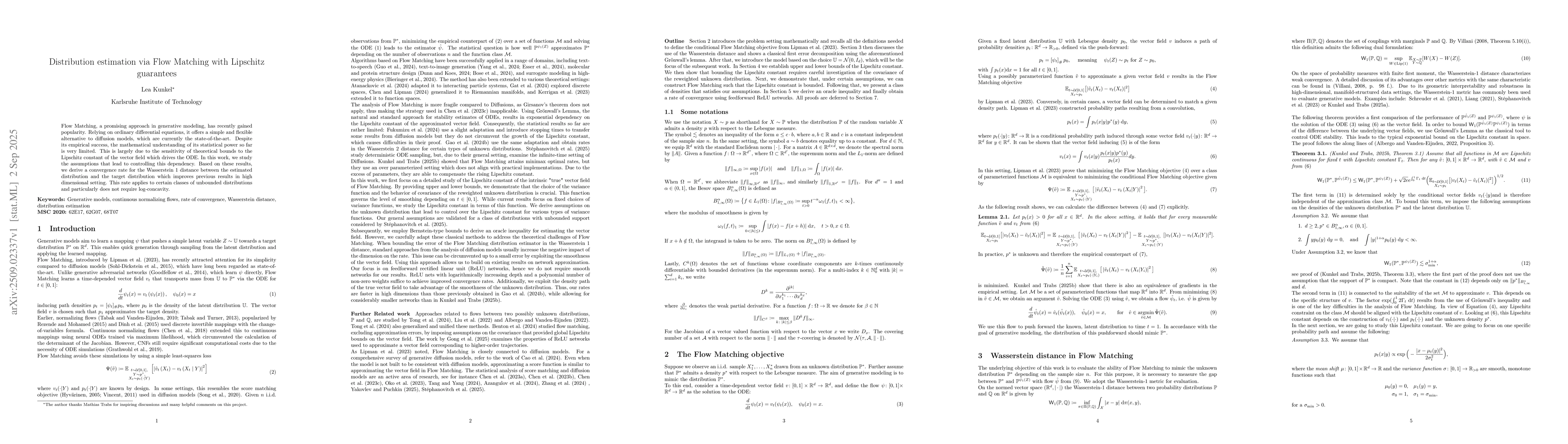 Thumbnail for Distribution estimation via Flow Matching with Lipschitz guarantees
