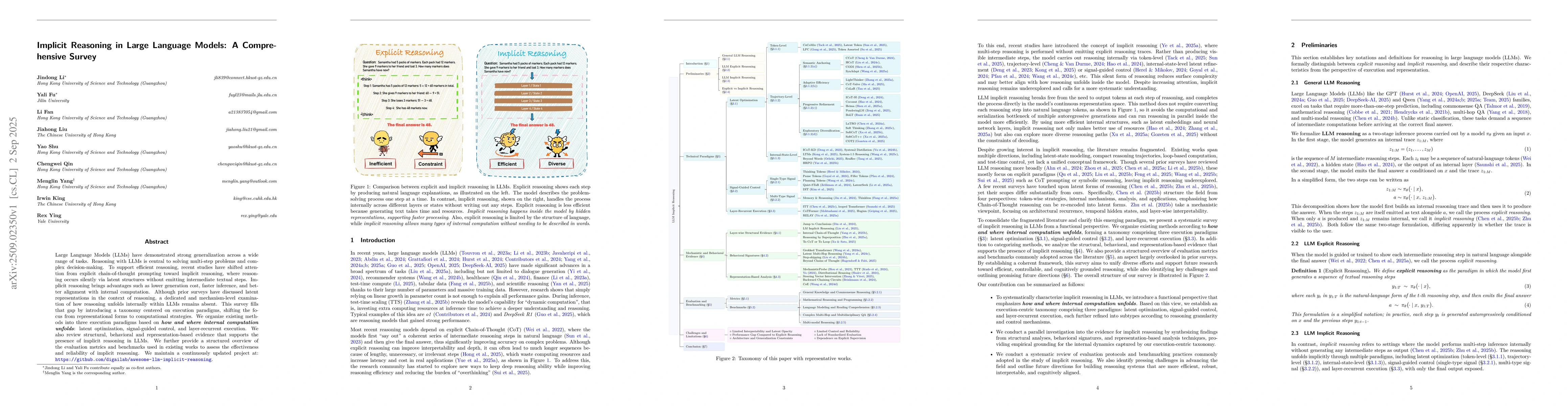 Thumbnail for Implicit Reasoning in Large Language Models: A Comprehensive Survey