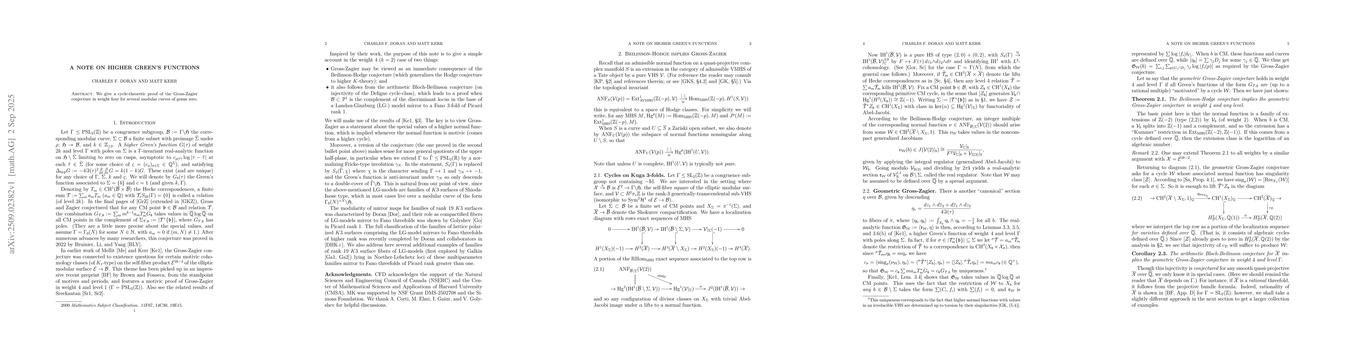 Thumbnail for A note on higher Green's functions