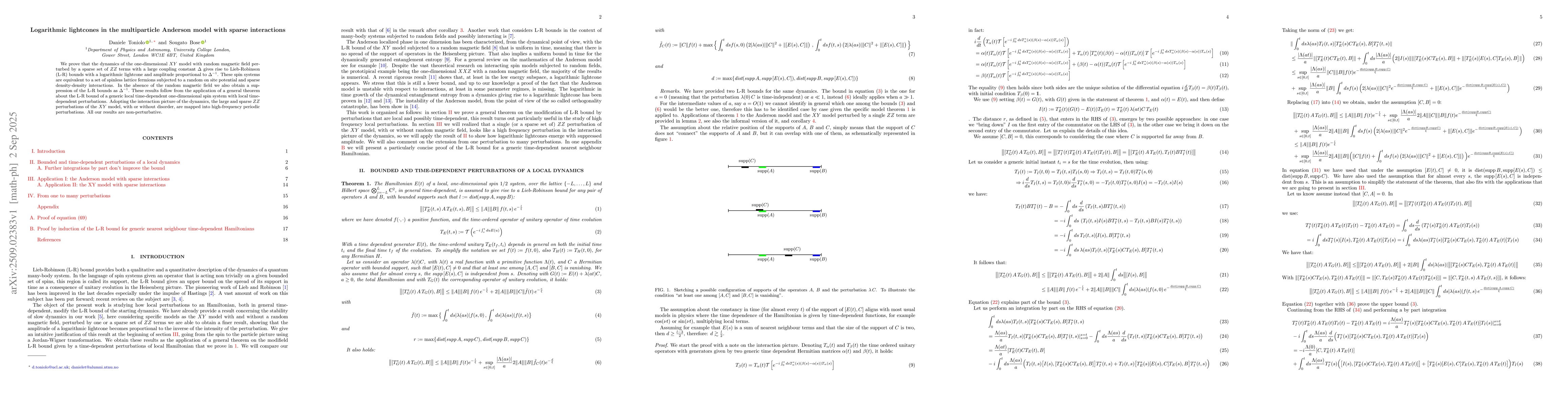 Thumbnail for Logarithmic lightcones in the multiparticle Anderson model with sparse
  interactions