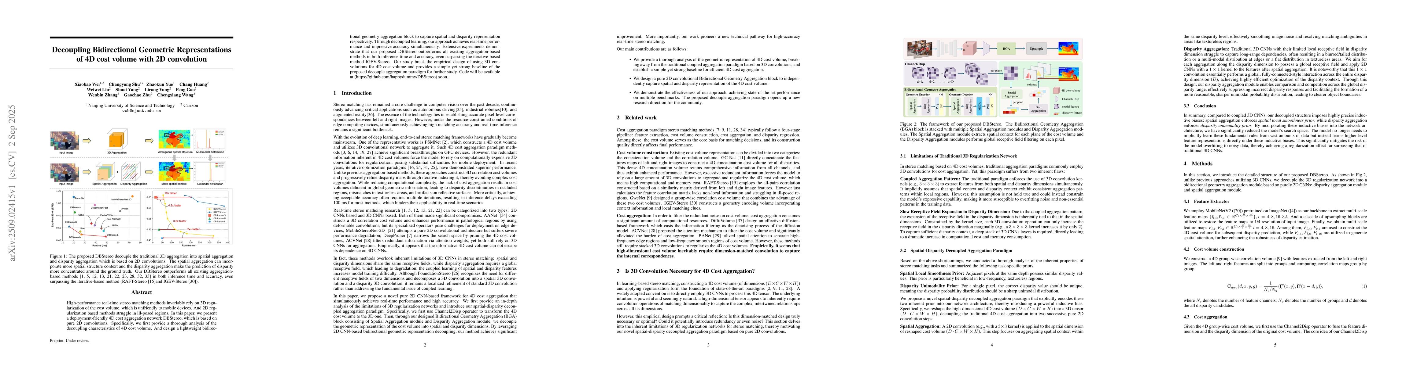 Thumbnail for Decoupling Bidirectional Geometric Representations of 4D cost volume
  with 2D convolution