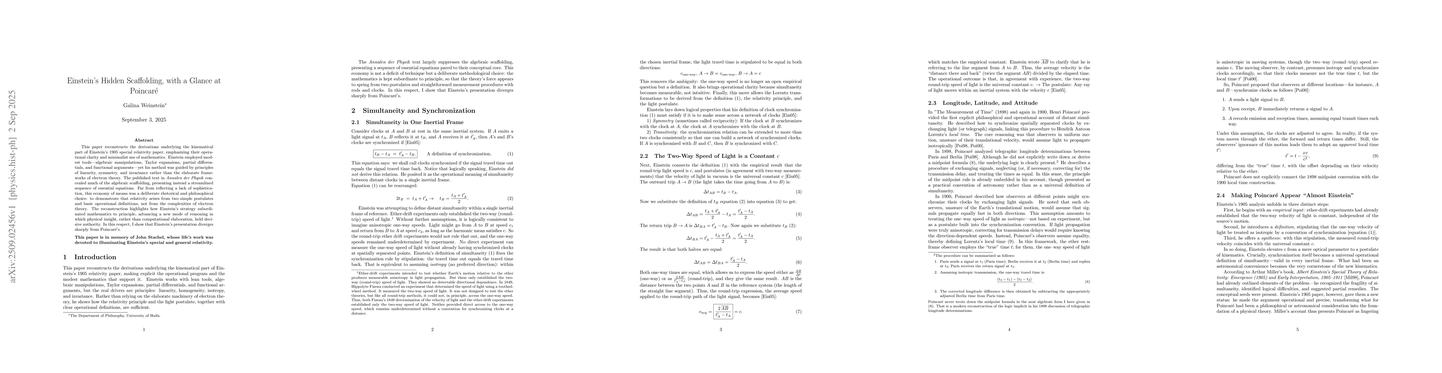 Thumbnail for Einstein's Hidden Scaffolding, with a Glance at Poincaré