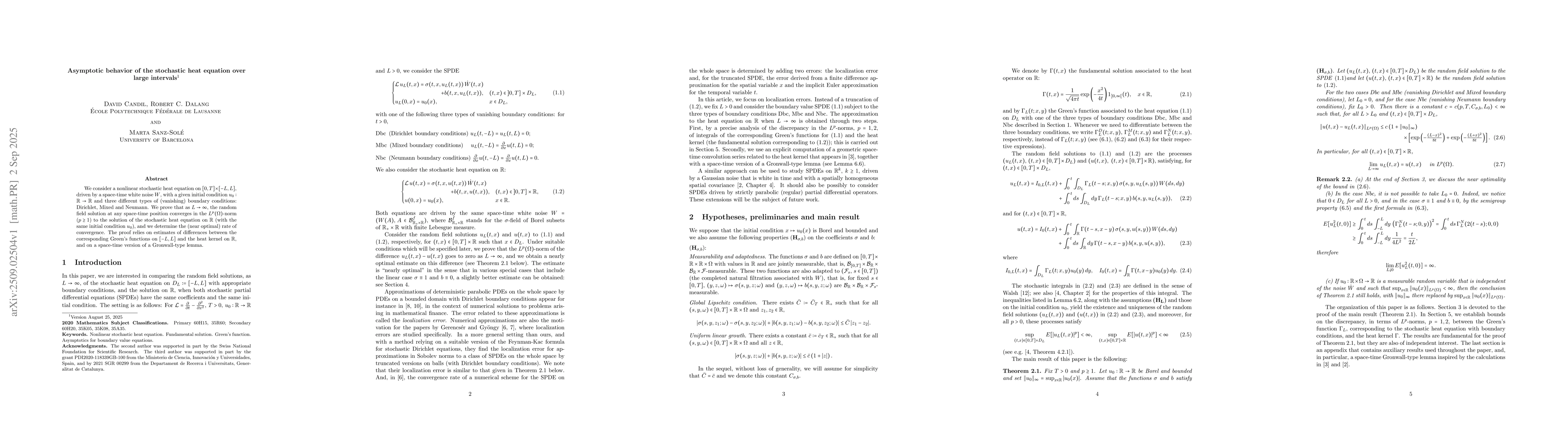 Thumbnail for Asymptotic behavior of the stochastic heat equation over large intervals